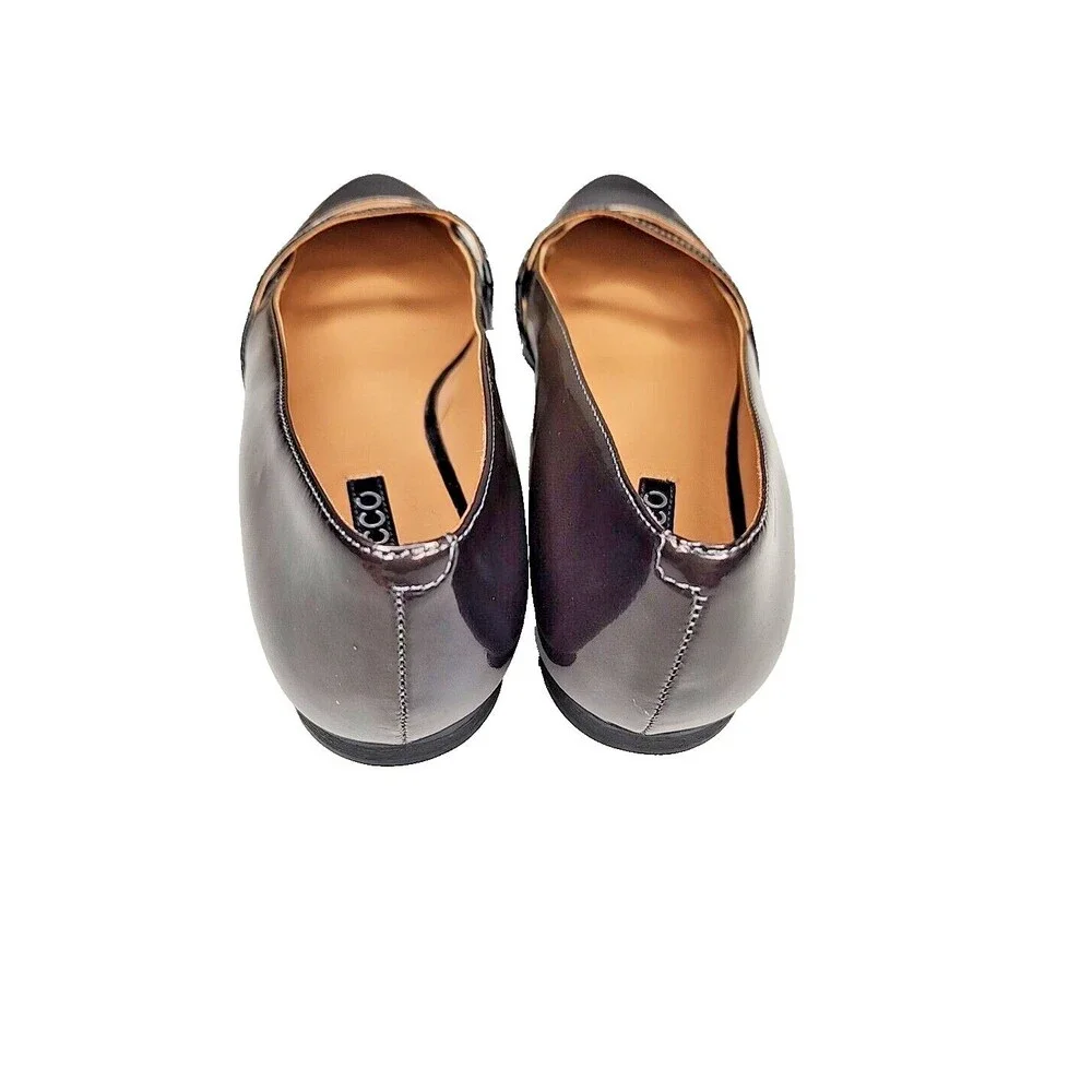 Metallic Brown Ecco Pointed Toe Leather Loafers Flat Slip Ons Size 38 (7-7.5)